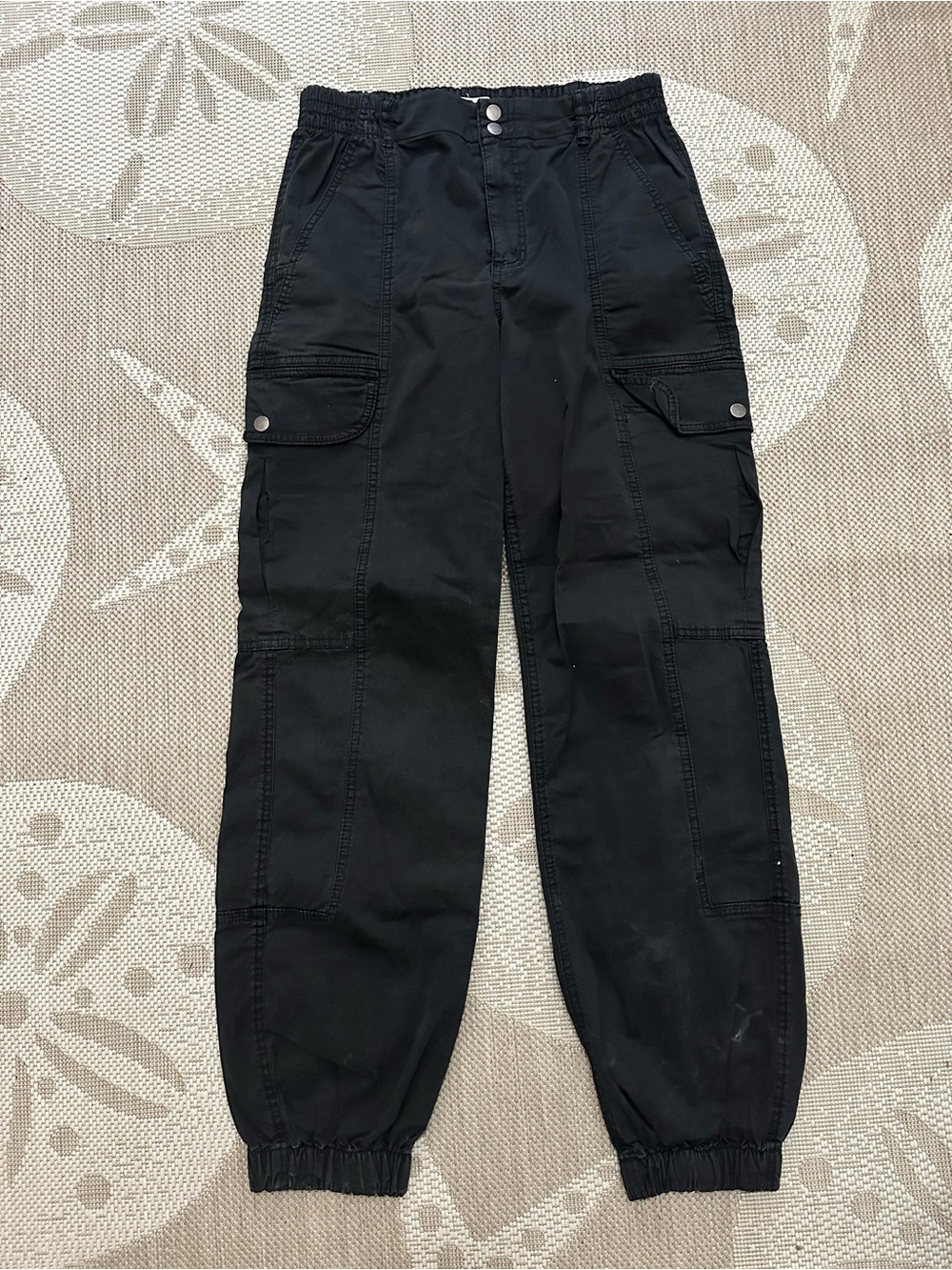 Garage Medium Black Cuffed Bubble Cargo Pants